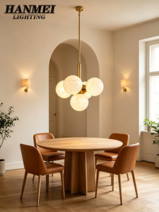 Brass & Marble Spherical Chandelier With Warm White LED Modern <b>Indoor</b> <b>Lighting</b> for Home Restaurant HM-PC-YQ Warm White LED Provi - Product Image 4