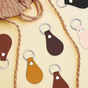 Round Shape Blank Keychain PU <b>Leather</b> <b>Key</b> <b>Chain</b> Custom Brand Logo <b>Leather</b> Keyholder - Product Image 3
