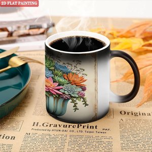 Frosted Black <b>Ceramic</b> Mug 11oz Heat Color Changing Blank <b>Cup</b> For Gift Shop Supply - Product Image 5