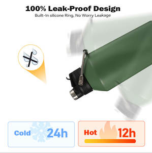 Bouteille d'eau isotherme portable en acier inoxydable à double paroi à large ouverture pour les voyages en extérieur, isolation thermique 12-24 heures - Product Image 2