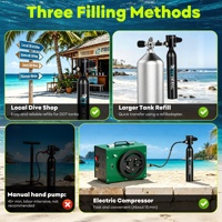 TUDIVING DOT CE 0.5L Bouteille de plongée portable en aluminium réutilisable pour la plongée sous-marine, kit de plongée pour les vacances à la plage