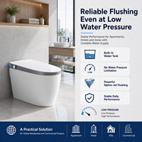 Bidet intelligent automatique monobloc en céramique moderne carré avec télécommande, siège chauffant, double chasse d'eau, LED, S-Trap/P-Trap