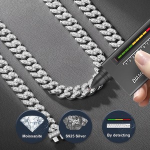 925 Sterling Silber Moissan ite Iced Out Cuban Link Chain Halskette Armband für Männer Frauen Weißgold plattiert VVS D Farbe Hip Hop - Product Image 2