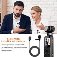 Caméra corporelle 4K avec microphone externe, mini caméra vidéo et audio de poche, caméra rotative