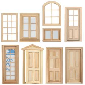 Boutique 1:12 Mini maison de poupée DIY avec fenêtres et portes en bois d'embryon uni pour peinture et accessoires de modèles colorés - Product Image 2