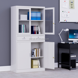 Armoire de classement moderne en acier réglable avec porte vitrée, 2 tiroirs, couleur personnalisable pour l'école, la maison et le bureau - Product Image 4