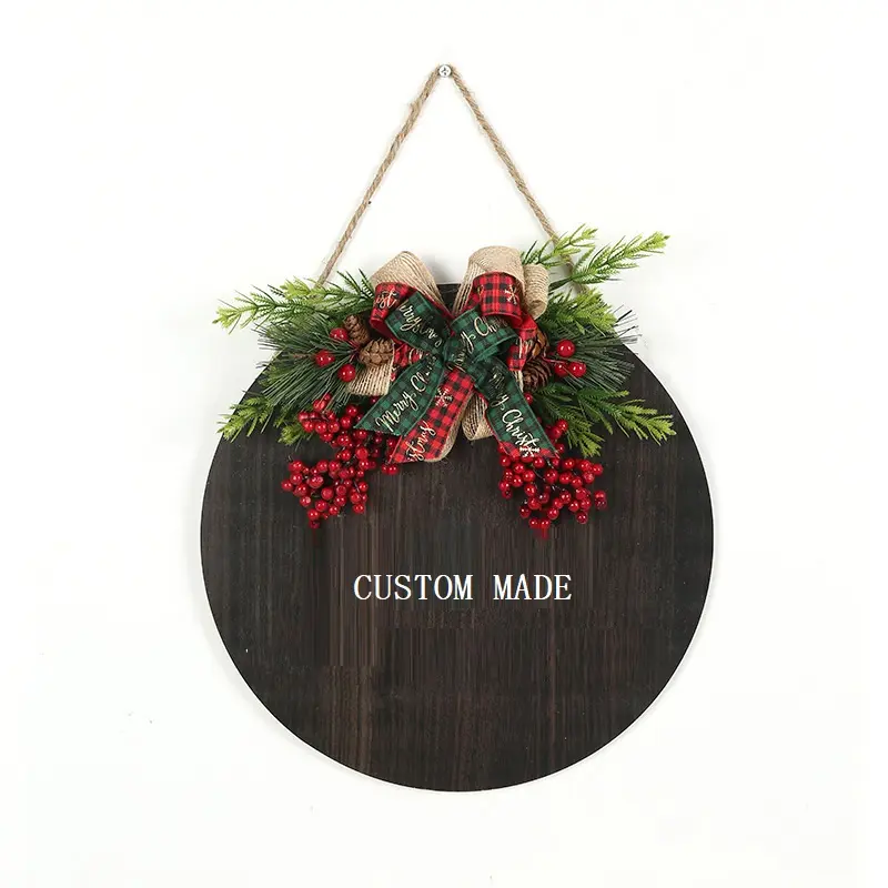 木製のリスト木製のようこそ装飾的なドアタグぶら下げシミュレートされた緑の植物ぶら下げ写真クリスマスの壁の装飾