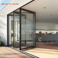 Estilo americano personalizado 6 paneles de vidrio puerta plegable patio exterior impermeable acordeón aluminio francés bi puertas plegables