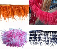 Bande de garniture économique en plumes d'autruche teintées 1 pli pour vêtements, jupes et robes