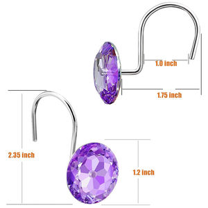 12 Pcs Acrilico Strass Decorativi di Rotolamento Tenda Della Doccia Gancio per Bagno Vasca Da Bagno Set - Product Image 2