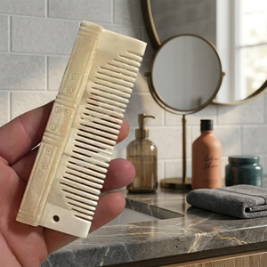Peine de Hueso Natural de Marfil con Forma Antigua Pulida, Imitación Ecológica, Temática Animal, Coleccionable, Duradero, Blanco, para el Cuidado del Cabello - Product Image 4