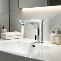 Robinet de lavabo à capteur infrarouge à économie d'eau, monotrou, à poser sur le comptoir, sans contact, pour salle de bain, robinet commercial à capteur