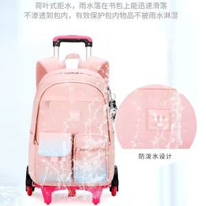 Mochila escolar con carro de dos <span class=keywords><strong>ruedas</strong></span> AL, mochila de escalera de gran capacidad a la moda para estudiantes - Product Image 5