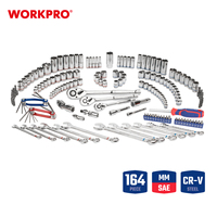 Ensemble d'outils de mécanique professionnels WORKPRO 164 pièces, jeu complet de clés à douilles