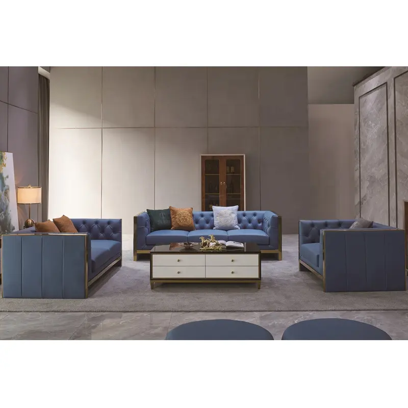 Sofá italiano de cuero auténtico con cojines para sala de estar, moderno, dos colores, 2022