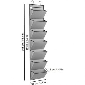 7-Pocket Non-Woven Hanging Wall <b>File</b> Organizer Black with 3 Over Door Hangers, Wall Mounted <b>Folder</b> Storage for Home Office - Product Image 3