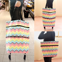 Sac de courses pliable portable en tissu Oxford, chariot de courses à main, sacs de rangement – Vente directe usine