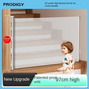 Barrière de sécurité pour bébé pliable et rétractable PGS SG027, installation facile, intérieur, 6-24 mois, protection des escaliers en plastique - Product Image 5