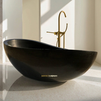 Baignoire en marbre noir Papillon en pierre naturelle sculptée à la main et polie à l'intérieur, en marbre Nero Margiua massif