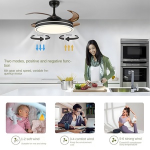 Le ventilateur de plafond mené blanc chaud de salon à télécommande de style moderne allume 36 42 pouces garantie de 5 ans - Product Image 2