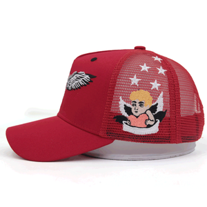 Chapeau de camionneur de logo de broderie de bord de haute qualité vente en gros unisexe 5 panneaux maille chapeaux personnalisés chapeaux de baseball de camionneur - Product Image 5