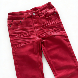 <span class=keywords><strong>Jeans</strong></span> da <span class=keywords><strong>Uomo</strong></span> Salati Personalizzati Rossi, Vestibilità Regolare, Vita Media, Stile High-Street in Denim Vintage Lavato - Product Image 4