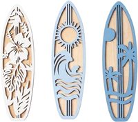 Décoration murale de salle de bain en bois, thème planche de surf, plage et océan, décoration de salle de bain côtière