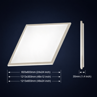 Panel de Luz LED de 603x603mm, 5CCT Ajustable de 3000K-6000K, Lámpara de Techo Ultra Delgada para Escuelas, Hospitales y Supermercados