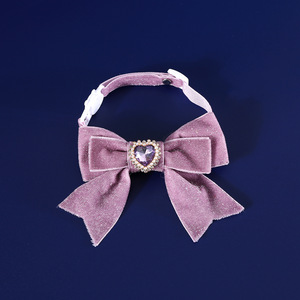 Pet Love Velvet Bow Collar Ajustable Plata Corbata Gato y Perro Accesorios de Cumpleaños - Product Image 3