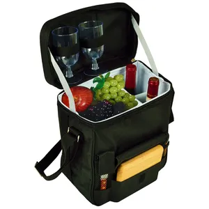 Multi-functional Picnic at Ascot Wine and Cheese Picnic Basket Cooler Bag with Hardwood Cutting Board Picnic Backpack