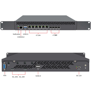 Topton 1U Rack Mounted Firewall Mini <b>PC</b> Intel Atom C3758 C3808 C3958 4*10G SFP 6*1G LAN DDR4 NVMe pfSense OPNsense NAS Server - Product Image 2