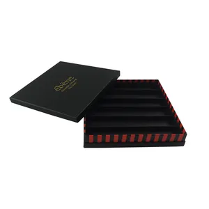 High quality Black Cardboard Paper Food Lid and Base Box Chocolate Boxes with Hot Gold Stamping Logo