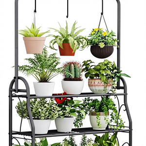 Modern <b>Metal</b> Flower <b>Stand</b> 3-Tier Powder Coated High Capacity Holds 12 Potted <b>Plants</b> Home Indoor <b>Plant</b> Rack - Product Image 3