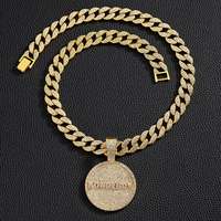 Bijoux de mode Hip Hop pour hommes grand Izable Logo pendentifs glacés collier cubain lien chaîne médailles pendentifs et breloques