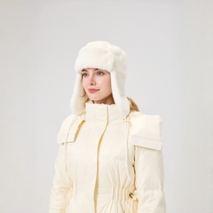 Cappello Aviatore Personalizzabile in Finta Pelliccia Bianca |   Cappello Invernale <span class=keywords><strong>Russo</strong></span> Imbottito con Paraorecchie per Sci - Product Image 1