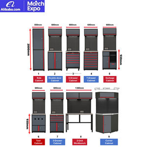 ตู้เก็บเครื่องมือสีดำ March Expo พร้อมโต๊ะทำงานไม้ สำหรับระบบจัดเก็บของในสวนสไตล์อเมริกันคันทรี - Product Image 2