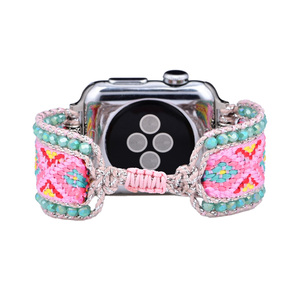 Diseño creativo Nylon tejido <span class=keywords><strong>iwatch</strong></span> Samsung/FitbitSmart Watch Band BOHO Crystal pulsera de una sola capa reloj inteligente al por mayor - Product Image 5