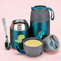 Termo para Alimentos Personalizado de Grado Alimenticio, Recipiente para Alimentos de Acero Inoxidable, Frasco para Alimentos con Aislamiento al Vacío con Cuchara