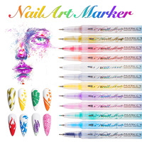 Stylo marqueur pour nail art 12 couleurs, pointe fine 0,5 mm, séchage rapide, imperméable, marqueurs acryliques pour peinture d'ongles DIY, vente en gros, stylos de manucure