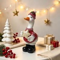 Figurine de canard en résine de Noël, style ferme, décoration de table, statue animale peinte à la main, pour cheminée, étagère, cadeau de Noël pour la maison