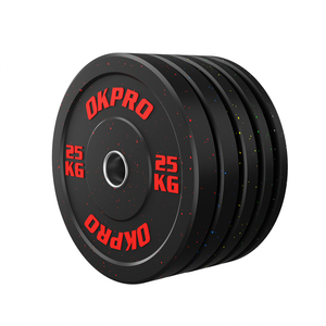 OKPRO suministro de fábrica logotipo personalizado Fitness Color 5KG 10KG 15KG 20KG 25KG Placa de barra discos miga Placa de parachoques de goma - Product Image 6