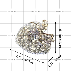 Unique Classic Fashion Evening <b>Clutch</b> Bag for Women with Sparkling Rhinestone Heart Shape for Party Prom - Product Image 4