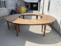 Table de ferme traditionnelle en bois massif, style antique, courbée en serpentine, pour repas en plein air et usage hôtelier