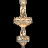 Lustre LED de luxe en cristal doré pour escalier, hauteur 650 mm, collection ovale, ronde et multi-niveaux, à intensité variable