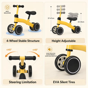 Auto de Juguete <span class=keywords><strong>para</strong></span> Niños, 4 Ruedas, Sin Pedales, Antivuelco, Altura Ajustable, Dirección Limitada, Llantas Silenciosas de EVA, Juguete <span class=keywords><strong>para</strong></span> Niños y Niñas, Venta al Por Mayor - Product Image 2