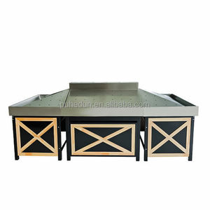 Supermercado Heavy-Duty Fruit Vegetal Display <span class=keywords><strong>Rack</strong></span> Wood Metal Stacking Racks China para Bulk Fruit Vegetable Storage Promoção - Product Image 3