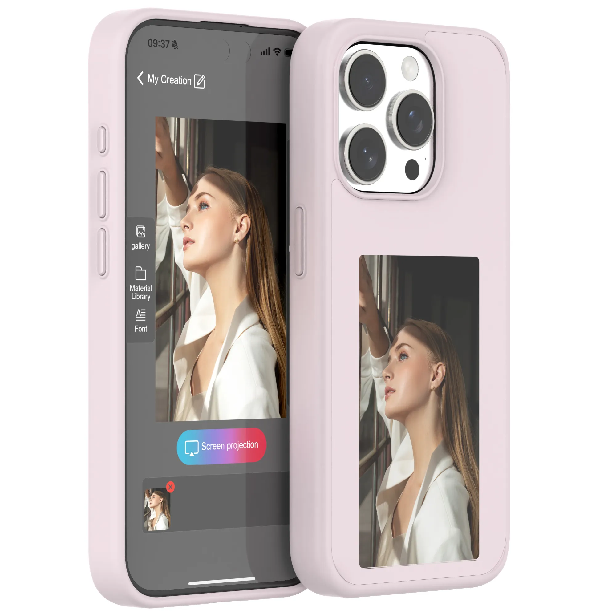 Diy Telefoon Cover Voor Iphone 15 15 Pro Luxe Nfc Digitale E-Ink Scherm Display Smart Persoonlijkheid Projectie Telefoon Hoesje 16 Pro
