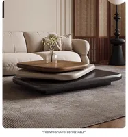 Ensemble de tables basses en bois rotatives minimalistes italiennes, style moderne et simple, salon, maison, sol irrégulier