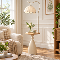 Lampe sur pied en coton et lin avec table d'appoint, hauteur réglable, pour salon, chambre, décoration intérieure