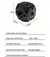 Support de caméra en aluminium avec adaptateur fileté 1/4 3/8 et trous ARRI pour caméra Insta360 GoPro DJI OsmoAction/trépied/lumière/micro